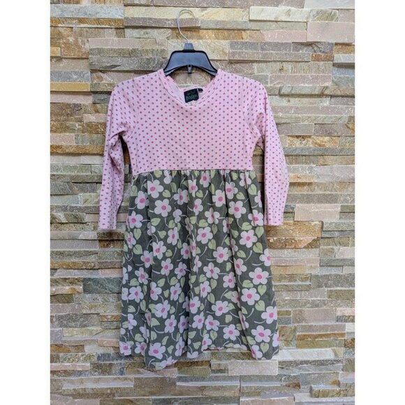 Mini Boden Other - Mini Boden Girls Dress Floral Size 7-8 yrs Pink Green Polka Dot